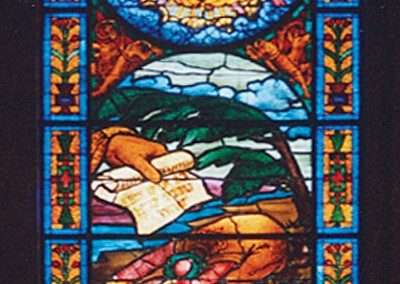Conserved stained glass for Temple Emanuel