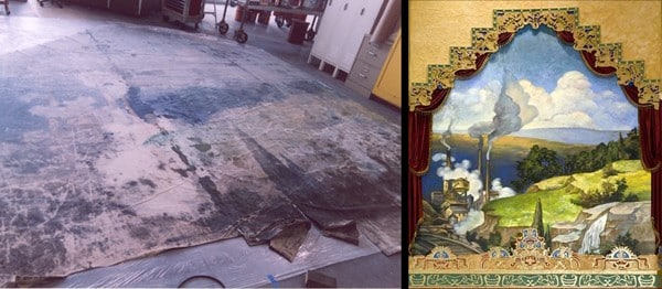 Before and after images - mural restoration for the Lincoln Theatre