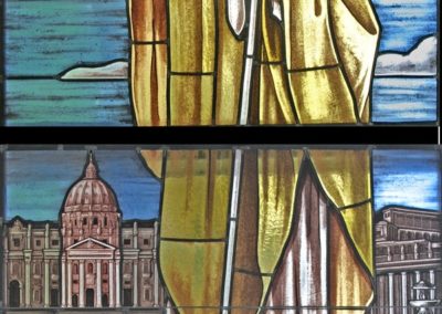 New Pope John Paul II stained glass window for Holy Spirit Catholic Church, Lubbock, Texas