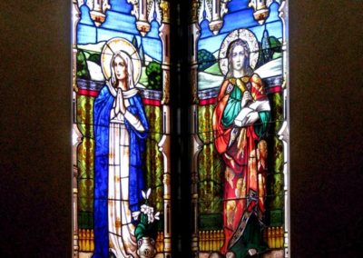 View of two new windows each 31” x 94”, in place at St. Augustine Catholic Church