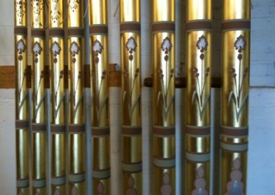 Restored organ pipes waiting for installation