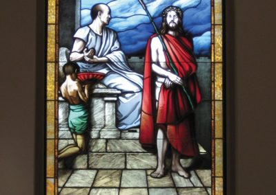 Station of the Cross window in place at St. Anne Catholic Church