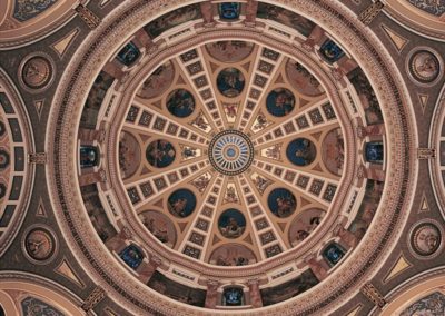 Looking up at the ornately decorated dome