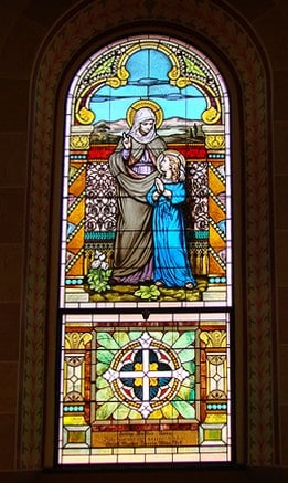 Stained glass conservation - St. Mary Catholic Church - Photo: Br. Stephen Treat, O.Cist.