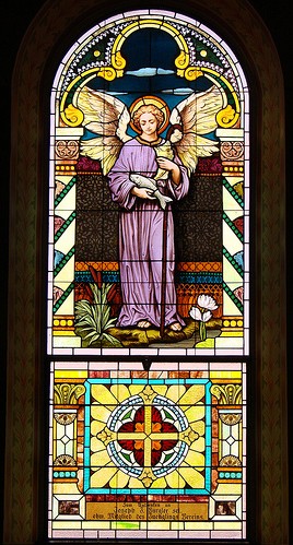 Stained glass restoration for St. Mary's Catholic Church, Altus, AR -Photo: Br. Stephen Treat, O.Cist