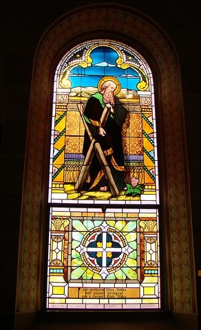 Stained glass restoration for St. Mary's Catholic Church, Altus, AR -Photo: Br. Stephen Treat, O.Cist